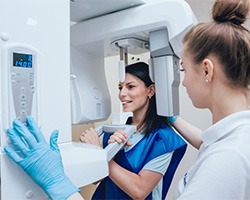 a patient having a cone beam CT scan taken 